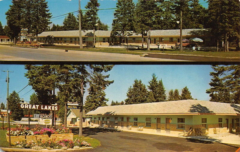 Great Lakes Motel - Vintage Postcard Back (newer photo)